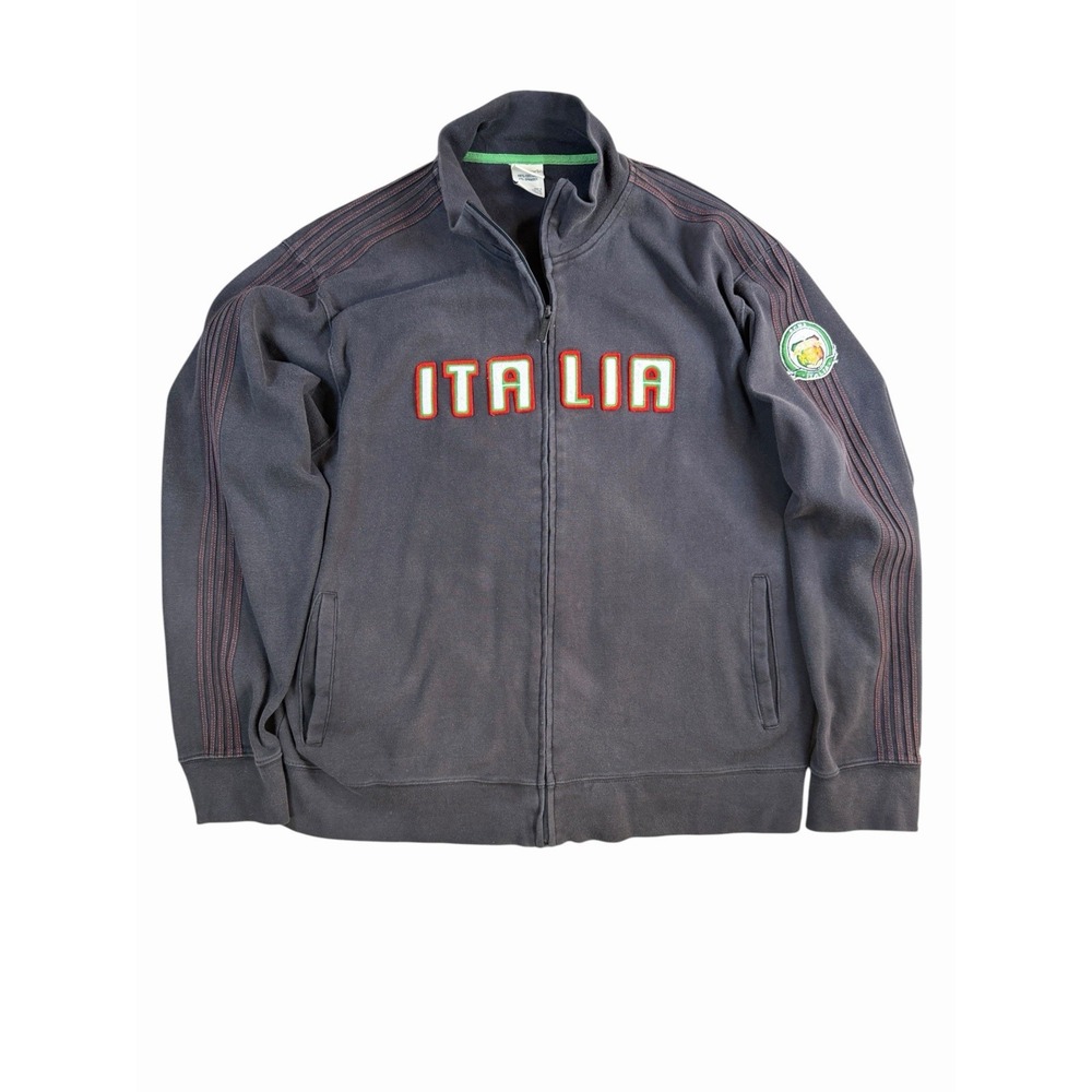 Blue Marlin Italia Track Jacket Mens XL Black Full Zip Italy Flag Y2K Spellout
